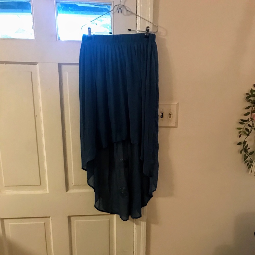 Light-Blue High Low Skirt